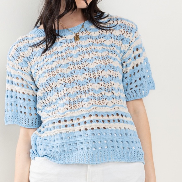 41 Beautiful Eyelet Short Sleeve Knitting Sweater - Picture 5 of 5